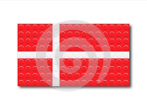 Pixelated Danish flag from construction parts. Vector illustration