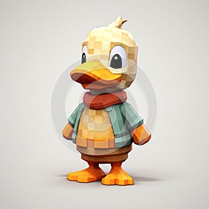 Pixelated Duckling Render 3d 8-bit Cartoon Cardigan Duck