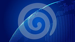 Pixelated earth dawn, internationalization, globalization technology concept.