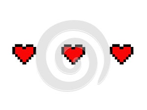 Pixelated game hearts