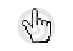 Pixelated hand cursor in black and white