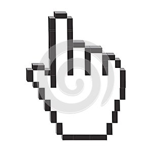 Pixelated hand cursor icon with a dark background