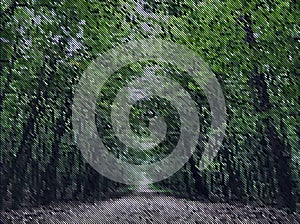 Pixelated Image - Path in the Woodland - Abstract Design Template in Editable Vector Format