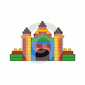 Pixelated Inflatable Bounce House Icon Illustration