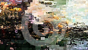 AI Pixel Sunset Landscape