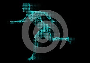 Pixelated male figure running photo