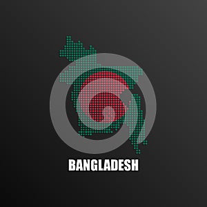 Pixelated map of Bangladesh with national flag