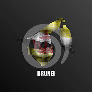 Pixelated map of Brunei with national flag
