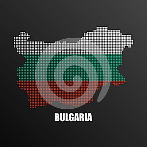 Pixelated map of Bulgaria with national flag