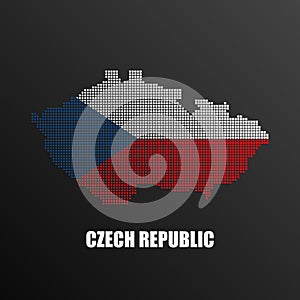 Pixelated map of Czech Republic with national flag