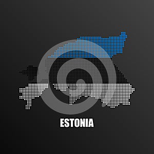 Pixelated map of Estonia with national flag