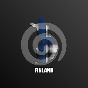 Pixelated map of Finland with national flag