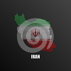 Pixelated map of Iran with national flag