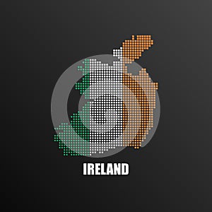 Pixelated map of Ireland with national flag