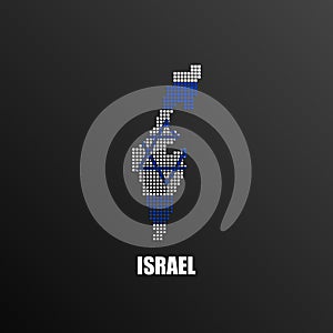 Pixelated map of Israel with national flag