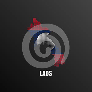 Pixelated map of Laos with national flag