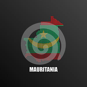 Pixelated map of Mauritania with national flag