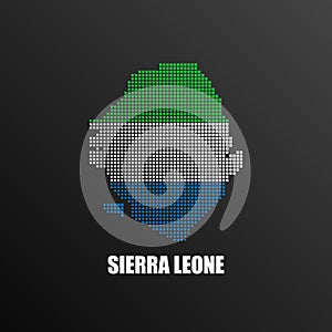 Pixelated map of Sierra Leone with national flag