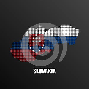 Pixelated map of Slovakia with national flag