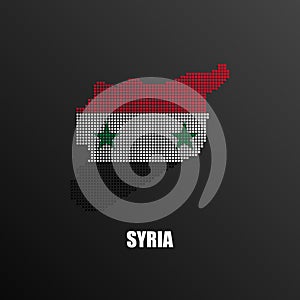 Pixelated map of Syria with national flag