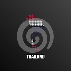 Pixelated map of Thailand with national flag