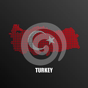 Pixelated map of Turkey with national flag