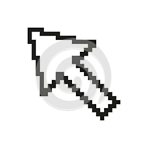 Pixelated Mouse Pointer Icon. Classic Arrow Cursor in Pixel Art Design. Retro Arrow Symbol for Computer Interaction