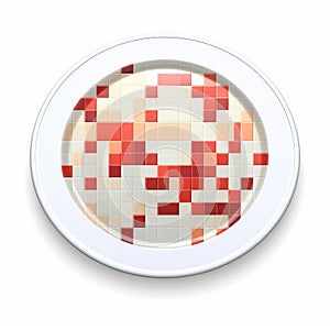 Pixelated Plate Icon In Earth Tones On White Background