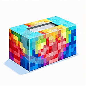 Pixelated Rainbow Tissue Box Stock Illustration With Bold Graphic Design Elements
