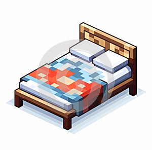 Pixelated Realism: Avab Minecraft Bed Sheet Isometric Vector Illustration