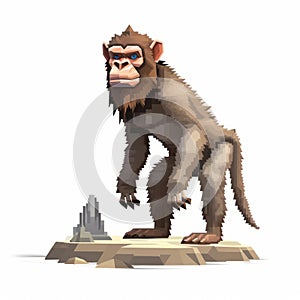 Pixelated Realism Cartoon Gorilla Sculpture On Spiky Mounds