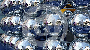 Pixelated reflections in large mirror balls