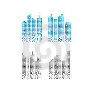 Pixelated skyscraper graphic design template