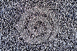 Pixelated television screen with static noise caused by bad signal reception or no signal. Abstract background.
