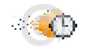 Pixelated Time Icon for Digital Speed, vector design Generative AI