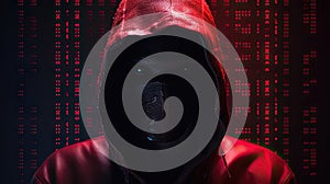 Pixelated unrecognizable hooded cyber criminal. AI generative