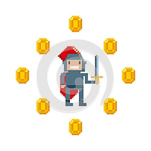 Pixelated video game icons