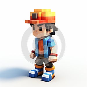 Pixelated Voxel Art Of A Lit Kid Pokemon Character