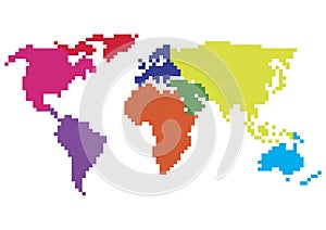 Pixelated world map. Vector illustration decorative design