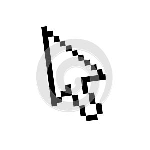 Pixeled black and white mouse pointer displayed on a futuristic