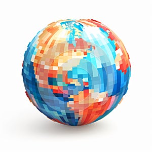 Pixelated World Globe Icon - Stock Illustration On White Background photo