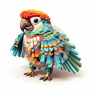 Vibrant Parrot 3d Illustration With Pixel Art Style photo