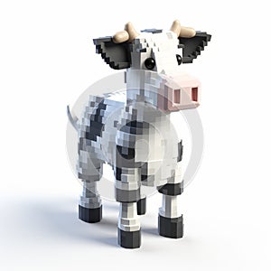 Delicate 8k 3d Pixel Cow: Eye-catching Villagecore Cartoon photo