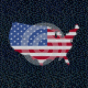 USA map flag on hex code illustration photo