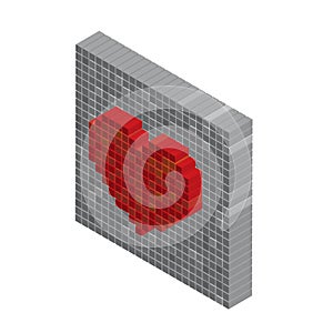 Pixels art tile heart 3D designs love concept