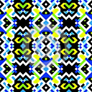 Pixels colored geometric seamless pattern vector illustration