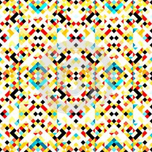 Pixels colored geometric seamless pattern vector illustration