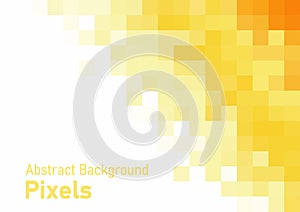 Pixels disintegrate pattern. geometric mosaic background, yellow color gradient vector illustration template for wallpaper, poster