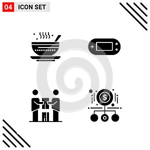 Pixle Perfect Set of 4 Solid Icons. Glyph Icon Set for Webite Designing and Mobile Applications Interface