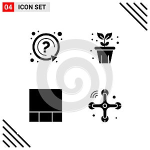 Pixle Perfect Set of 4 Solid Icons. Glyph Icon Set for Webite Designing and Mobile Applications Interface